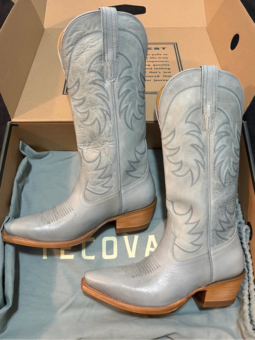 Tecovas Annie Slate Snip Toe Cowgirl Boots Size 7.5